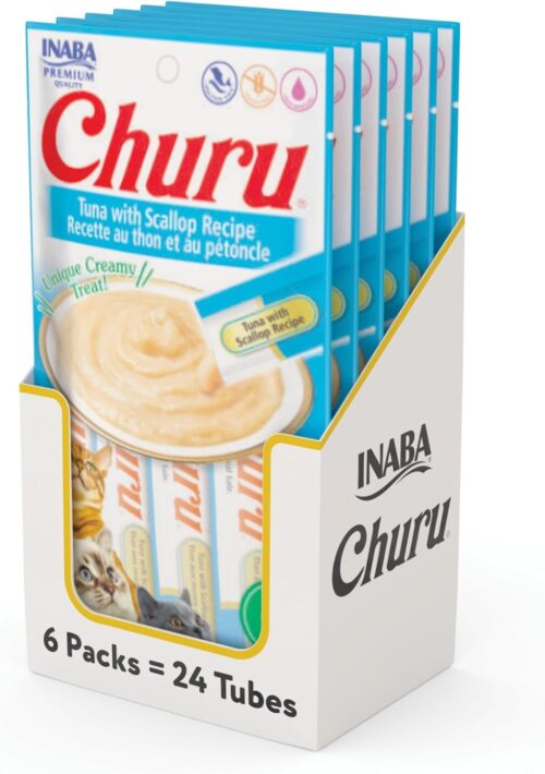 INABA Churu Cat Treats, Grain-Free, Lickable, Squeezable Creamy Purée Cat Treat/Topper with Vitamin E & Taurine, 0.5 Ounces Each Tube, 50 Tubes, Tuna & Chicken Variety - Image 35