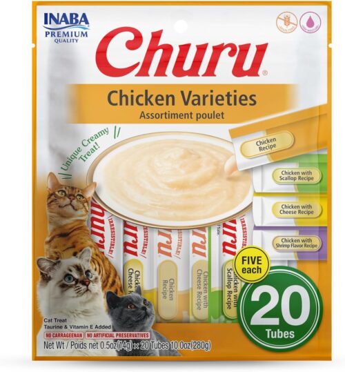 INABA Churu Cat Treats, Grain-Free, Lickable, Squeezable Creamy Purée Cat Treat/Topper with Vitamin E & Taurine, 0.5 Ounces Each Tube, 50 Tubes, Tuna & Chicken Variety - Image 48