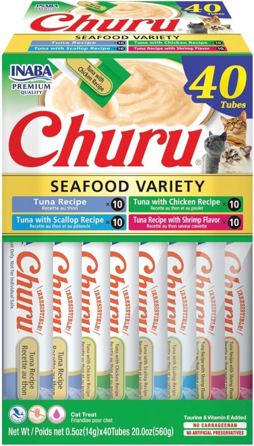INABA Churu Cat Treats, Grain-Free, Lickable, Squeezable Creamy Purée Cat Treat/Topper with Vitamin E & Taurine, 0.5 Ounces Each Tube, 50 Tubes, Tuna & Chicken Variety - Image 51