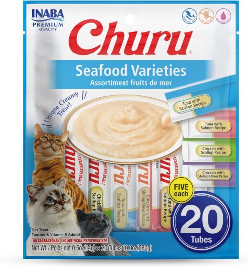 INABA Churu Cat Treats, Grain-Free, Lickable, Squeezable Creamy Purée Cat Treat/Topper with Vitamin E & Taurine, 0.5 Ounces Each Tube, 50 Tubes, Tuna & Chicken Variety - Image 56