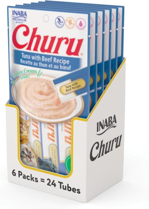 INABA Churu Cat Treats, Grain-Free, Lickable, Squeezable Creamy Purée Cat Treat/Topper with Vitamin E & Taurine, 0.5 Ounces Each Tube, 50 Tubes, Tuna & Chicken Variety - Image 85