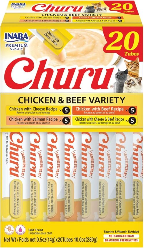 INABA Churu Cat Treats, Grain-Free, Lickable, Squeezable Creamy Purée Cat Treat/Topper with Vitamin E & Taurine, 0.5 Ounces Each Tube, 50 Tubes, Tuna & Chicken Variety - Image 97