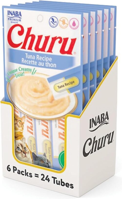 INABA Churu Cat Treats, Grain-Free, Lickable, Squeezable Creamy Purée Cat Treat/Topper with Vitamin E & Taurine, 0.5 Ounces Each Tube, 50 Tubes, Tuna & Chicken Variety - Image 106