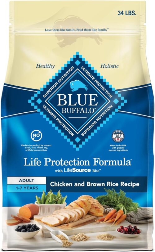 Blue Buffalo Life Protection Formula Adult Dry Dog Food, Helps Build and Maintain Strong Muscles, Made with Natural Ingredients, Chicken & Brown Rice Recipe, 30-lb. Bag - Image 47