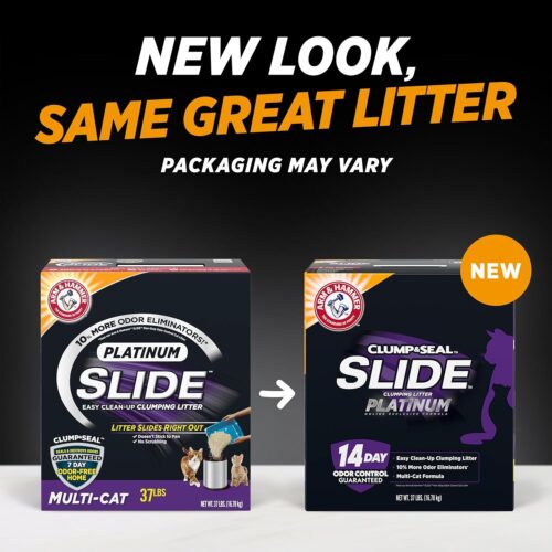 ARM & HAMMER Clump & Seal SLIDE Platinum Multi-Cat Clumping Litter, Easy Clean, Superior Odor Control, 37 Lbs - Image 2