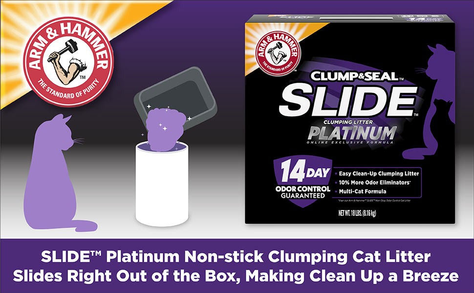 Slide Platinum Non-stick Clumping Cat Litter Slides Right Out of the Box, Making Clean Up a Breeze