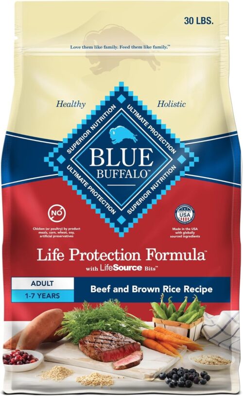 Blue Buffalo Life Protection Formula Adult Dry Dog Food, Helps Build and Maintain Strong Muscles, Made with Natural Ingredients, Chicken & Brown Rice Recipe, 30-lb. Bag - Image 217