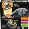 Sheba Perfect Portions Wet Cat Food Cuts in Gravy Variety Pack, Roasted Chicken Entree, With Sustainable Salmon, and Tender Turkey Entree, 2.6 oz. Twin-Pack Trays (24 Count, 48 Servings)