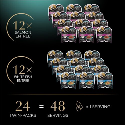 Sheba Perfect Portions Wet Cat Food Cuts in Gravy Variety Pack, Roasted Chicken Entree, With Sustainable Salmon, and Tender Turkey Entree, 2.6 oz. Twin-Pack Trays (24 Count, 48 Servings) - Image 59