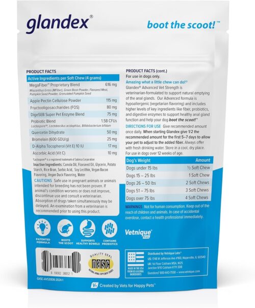Vetnique Labs Glandex Anal Gland Soft Chew Treats with Pumpkin for Dogs Digestive Enzymes, Probiotics Fiber Supplement for Dogs Boot The Scoot (Peanut Butter Chews, 60 Count) - Image 23