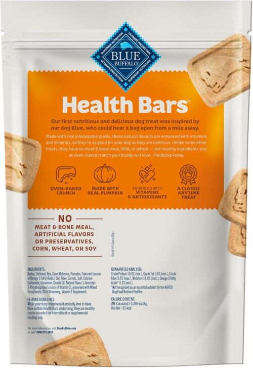 Blue Buffalo Health Bars Crunchy Dog Biscuits, Oven-Baked With Natural Ingredients, Pumpkin & Cinnamon, 16-oz Bag - Image 3