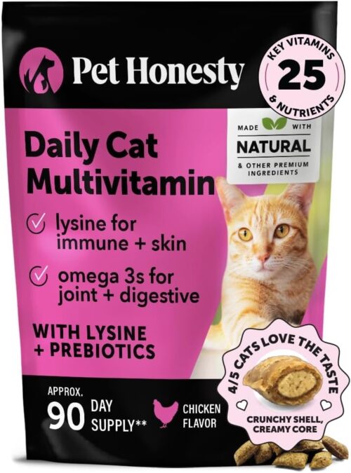 Pet Honesty Cat Multivitamin Crunchy & Creamy Chews - Cat Treats for Health + Immune, Joint Support, Skin & Coat, & Digestion - Vitamins with Omega 3s, Lysine & Probiotics (30 Day Supply) - Image 27