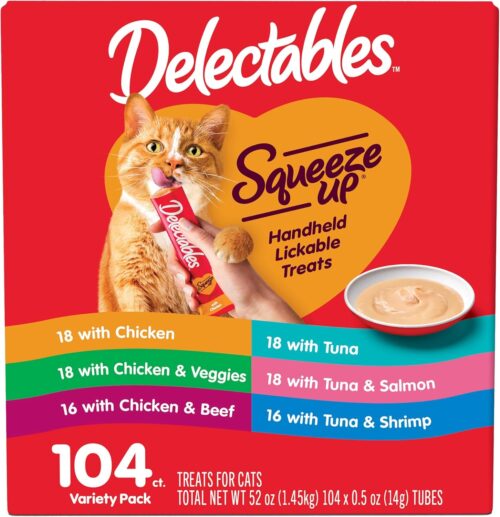 Delectables Squeeze Up Variety Pack, Creamy Squeezable Puree, Lickable Wet Cat Treats, Grain Free, No Added Fillers, No by-Products, No Added Preservatives, 0.5 Ounces Tube, 72 Tubes Total - Image 20