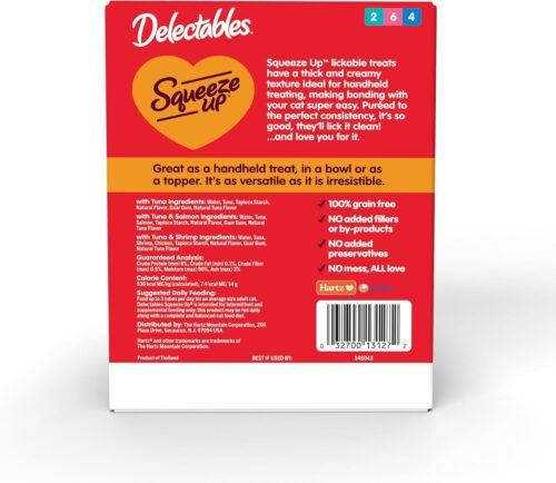 Delectables Squeeze Up Variety Pack, Creamy Squeezable Puree, Lickable Wet Cat Treats, Grain Free, No Added Fillers, No by-Products, No Added Preservatives, 0.5 Ounces Tube, 72 Tubes Total - Image 25