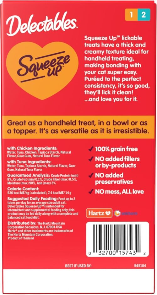 Delectables Squeeze Up Variety Pack, Creamy Squeezable Puree, Lickable Wet Cat Treats, Grain Free, No Added Fillers, No by-Products, No Added Preservatives, 0.5 Ounces Tube, 72 Tubes Total - Image 33