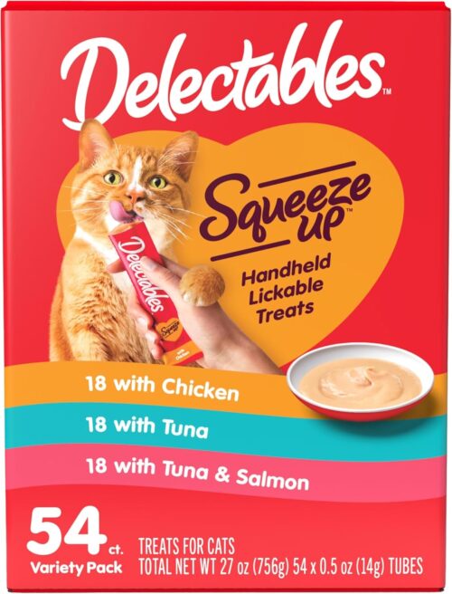 Delectables Squeeze Up Variety Pack, Creamy Squeezable Puree, Lickable Wet Cat Treats, Grain Free, No Added Fillers, No by-Products, No Added Preservatives, 0.5 Ounces Tube, 72 Tubes Total - Image 36