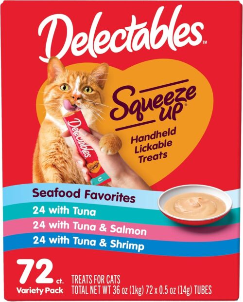 Delectables Squeeze Up Variety Pack, Creamy Squeezable Puree, Lickable Wet Cat Treats, Grain Free, No Added Fillers, No by-Products, No Added Preservatives, 0.5 Ounces Tube, 72 Tubes Total - Image 39