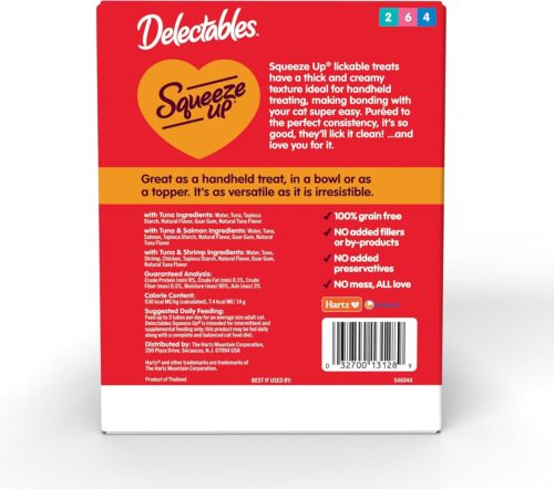 Delectables Squeeze Up Variety Pack, Creamy Squeezable Puree, Lickable Wet Cat Treats, Grain Free, No Added Fillers, No by-Products, No Added Preservatives, 0.5 Ounces Tube, 72 Tubes Total - Image 41