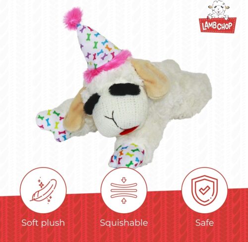 Multipet Lamb Chop Dog Plush Toy - Squeaky Toy for All Dogs - Extra Soft Plush - Stuffed Animal Dog Toy for Cuddling & Playing - Cute Pet Toy (6", Cream) - Image 4