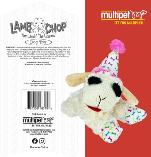 Multipet Lamb Chop Dog Plush Toy - Squeaky Toy for All Dogs - Extra Soft Plush - Stuffed Animal Dog Toy for Cuddling & Playing - Cute Pet Toy (6", Cream) - Image 6