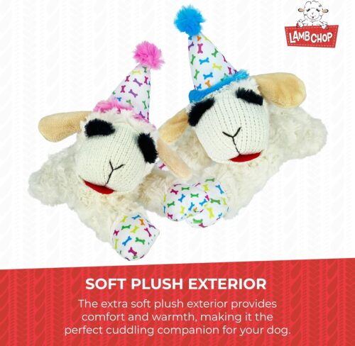 Multipet Lamb Chop Dog Plush Toy - Squeaky Toy for All Dogs - Extra Soft Plush - Stuffed Animal Dog Toy for Cuddling & Playing - Cute Pet Toy (6", Cream) - Image 7