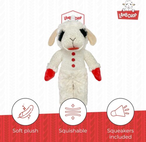 Multipet Lamb Chop Dog Plush Toy - Squeaky Toy for All Dogs - Extra Soft Plush - Stuffed Animal Dog Toy for Cuddling & Playing - Cute Pet Toy (6", Cream) - Image 12