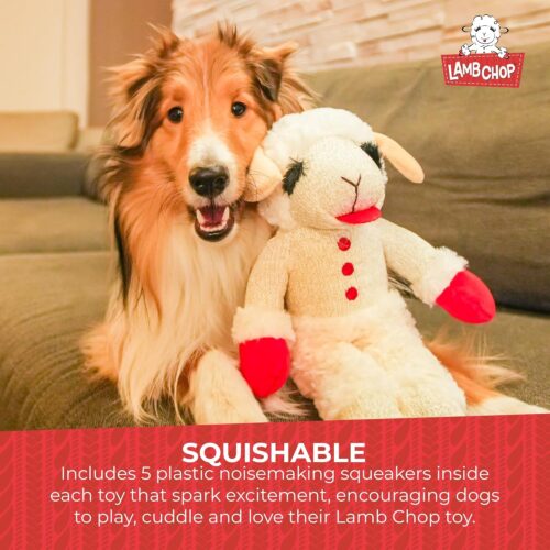 Multipet Lamb Chop Dog Plush Toy - Squeaky Toy for All Dogs - Extra Soft Plush - Stuffed Animal Dog Toy for Cuddling & Playing - Cute Pet Toy (6", Cream) - Image 13