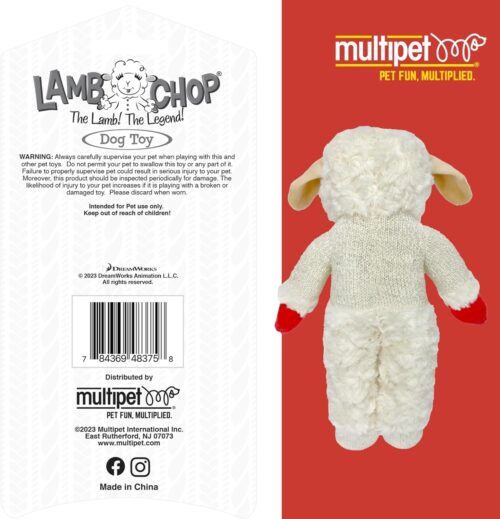 Multipet Lamb Chop Dog Plush Toy - Squeaky Toy for All Dogs - Extra Soft Plush - Stuffed Animal Dog Toy for Cuddling & Playing - Cute Pet Toy (6", Cream) - Image 14