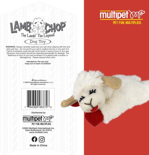 Multipet Lamb Chop Dog Plush Toy - Squeaky Toy for All Dogs - Extra Soft Plush - Stuffed Animal Dog Toy for Cuddling & Playing - Cute Pet Toy (6", Cream) - Image 23
