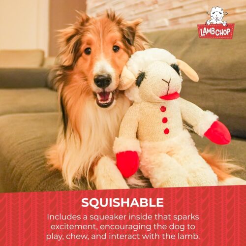 Multipet Lamb Chop Dog Plush Toy - Squeaky Toy for All Dogs - Extra Soft Plush - Stuffed Animal Dog Toy for Cuddling & Playing - Cute Pet Toy (6", Cream) - Image 30