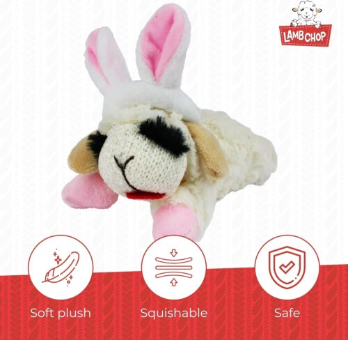 Multipet Lamb Chop Dog Plush Toy - Squeaky Toy for All Dogs - Extra Soft Plush - Stuffed Animal Dog Toy for Cuddling & Playing - Cute Pet Toy (6", Cream) - Image 56