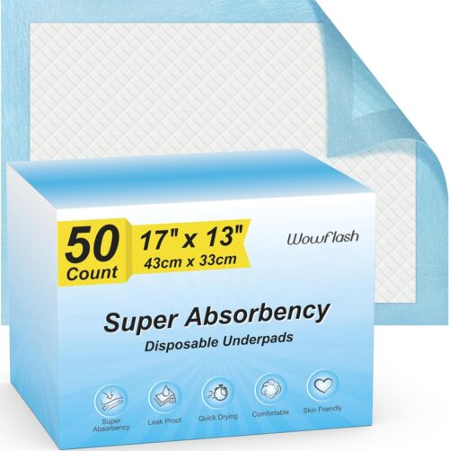 50 Count 30” x 36” Super Absorbency Disposable Underpads, Leakproof Quick Drying, Baby Puppy & Adults Bed Pads Disposable Adults, Dog Pee Pads Extra Large, XXL Incontinence Pads - Image 15