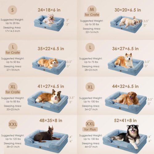 EHEYCIGA Orthopedic Dog Beds for Extra Large Dogs, Waterproof Memory Foam XL Pet Bed with Sides, Non-Slip and Egg-Crate Foam Big Dog Couch Bed with Washable Removable Cover, Grey - Image 3