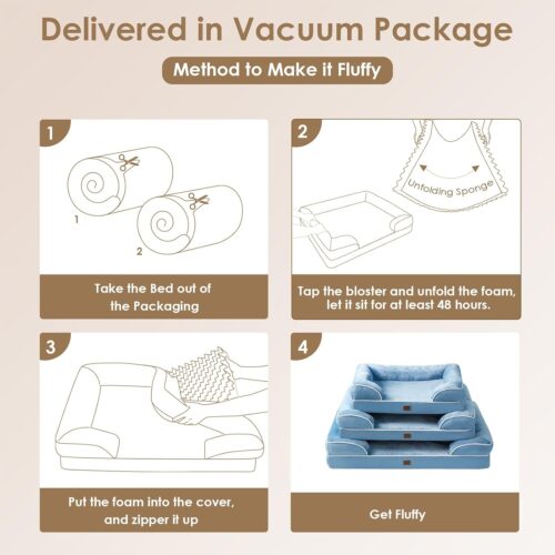 EHEYCIGA Orthopedic Dog Beds for Extra Large Dogs, Waterproof Memory Foam XL Pet Bed with Sides, Non-Slip and Egg-Crate Foam Big Dog Couch Bed with Washable Removable Cover, Grey - Image 8