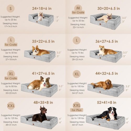 EHEYCIGA Orthopedic Dog Beds for Extra Large Dogs, Waterproof Memory Foam XL Pet Bed with Sides, Non-Slip and Egg-Crate Foam Big Dog Couch Bed with Washable Removable Cover, Grey - Image 12
