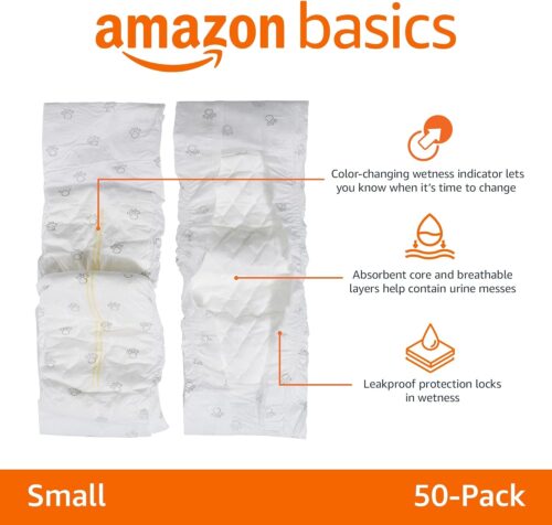Amazon Basics Male Dog Diapers, 30 Count, Small, Ultra Absorbent Disposable Wrap with Secure Fit, Leakproof and Comfortable - Image 9