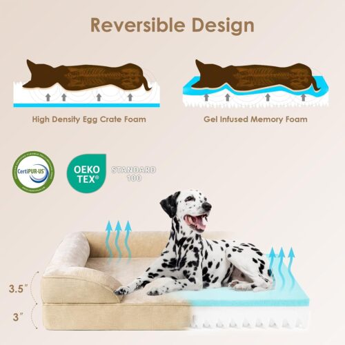 EHEYCIGA Orthopedic Dog Beds for Extra Large Dogs, Waterproof Memory Foam XL Pet Bed with Sides, Non-Slip and Egg-Crate Foam Big Dog Couch Bed with Washable Removable Cover, Grey - Image 21