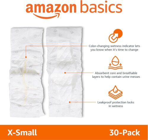 Amazon Basics Male Dog Diapers, 30 Count, Small, Ultra Absorbent Disposable Wrap with Secure Fit, Leakproof and Comfortable - Image 18