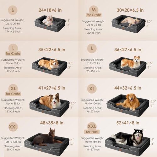 EHEYCIGA Orthopedic Dog Beds for Extra Large Dogs, Waterproof Memory Foam XL Pet Bed with Sides, Non-Slip and Egg-Crate Foam Big Dog Couch Bed with Washable Removable Cover, Grey - Image 29