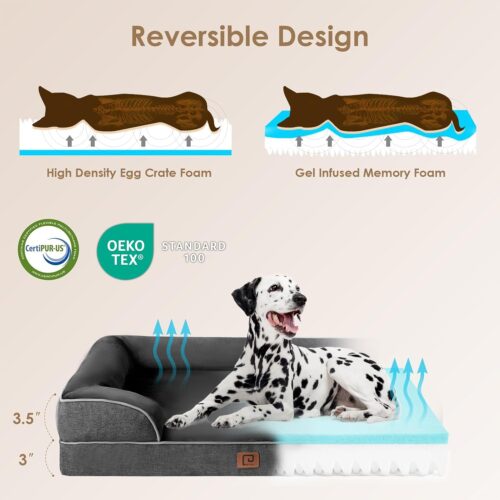 EHEYCIGA Orthopedic Dog Beds for Extra Large Dogs, Waterproof Memory Foam XL Pet Bed with Sides, Non-Slip and Egg-Crate Foam Big Dog Couch Bed with Washable Removable Cover, Grey - Image 31