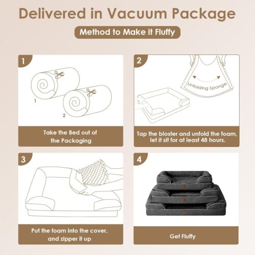 EHEYCIGA Orthopedic Dog Beds for Extra Large Dogs, Waterproof Memory Foam XL Pet Bed with Sides, Non-Slip and Egg-Crate Foam Big Dog Couch Bed with Washable Removable Cover, Grey - Image 34