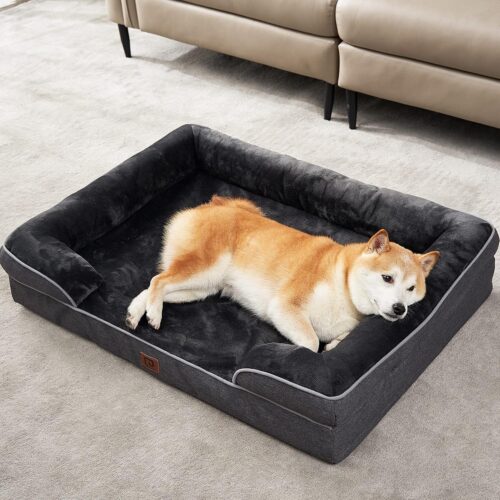 EHEYCIGA Orthopedic Dog Beds for Extra Large Dogs, Waterproof Memory Foam XL Pet Bed with Sides, Non-Slip and Egg-Crate Foam Big Dog Couch Bed with Washable Removable Cover, Grey - Image 36