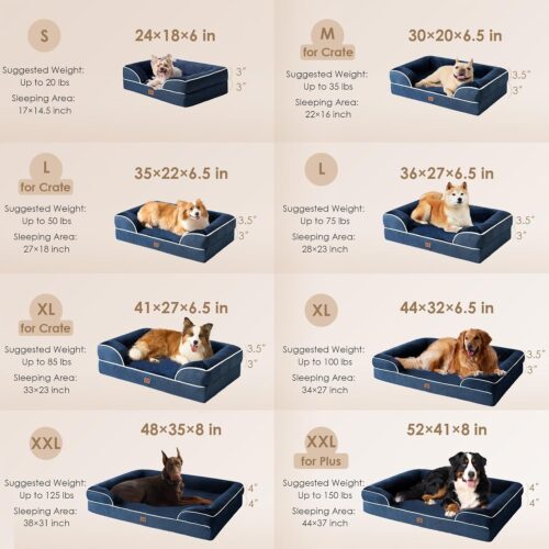 EHEYCIGA Orthopedic Dog Beds for Extra Large Dogs, Waterproof Memory Foam XL Pet Bed with Sides, Non-Slip and Egg-Crate Foam Big Dog Couch Bed with Washable Removable Cover, Grey - Image 38