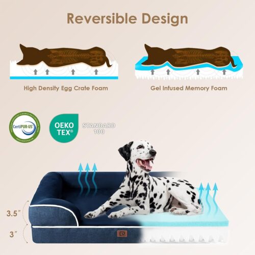 EHEYCIGA Orthopedic Dog Beds for Extra Large Dogs, Waterproof Memory Foam XL Pet Bed with Sides, Non-Slip and Egg-Crate Foam Big Dog Couch Bed with Washable Removable Cover, Grey - Image 40