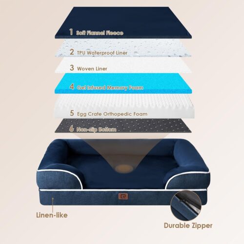 EHEYCIGA Orthopedic Dog Beds for Extra Large Dogs, Waterproof Memory Foam XL Pet Bed with Sides, Non-Slip and Egg-Crate Foam Big Dog Couch Bed with Washable Removable Cover, Grey - Image 41