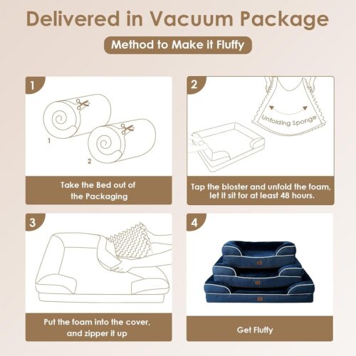 EHEYCIGA Orthopedic Dog Beds for Extra Large Dogs, Waterproof Memory Foam XL Pet Bed with Sides, Non-Slip and Egg-Crate Foam Big Dog Couch Bed with Washable Removable Cover, Grey - Image 43