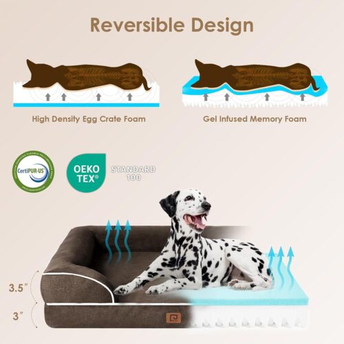 EHEYCIGA Orthopedic Dog Beds for Extra Large Dogs, Waterproof Memory Foam XL Pet Bed with Sides, Non-Slip and Egg-Crate Foam Big Dog Couch Bed with Washable Removable Cover, Grey - Image 49