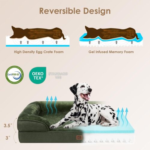 EHEYCIGA Orthopedic Dog Beds for Extra Large Dogs, Waterproof Memory Foam XL Pet Bed with Sides, Non-Slip and Egg-Crate Foam Big Dog Couch Bed with Washable Removable Cover, Grey - Image 58