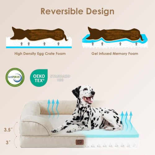 EHEYCIGA Orthopedic Dog Beds for Extra Large Dogs, Waterproof Memory Foam XL Pet Bed with Sides, Non-Slip and Egg-Crate Foam Big Dog Couch Bed with Washable Removable Cover, Grey - Image 67
