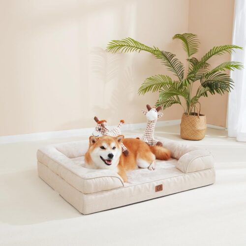 EHEYCIGA Orthopedic Dog Beds for Extra Large Dogs, Waterproof Memory Foam XL Pet Bed with Sides, Non-Slip and Egg-Crate Foam Big Dog Couch Bed with Washable Removable Cover, Grey - Image 71